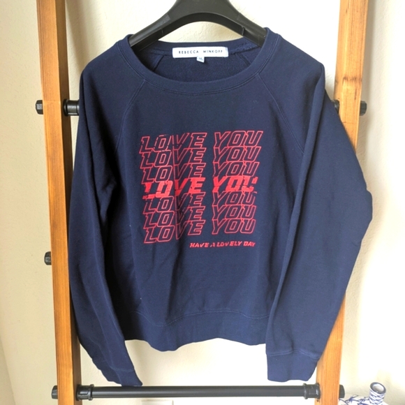 Rebecca Minkoff Navy Sweatshirt with Red Graphic - Picture 1 of 3